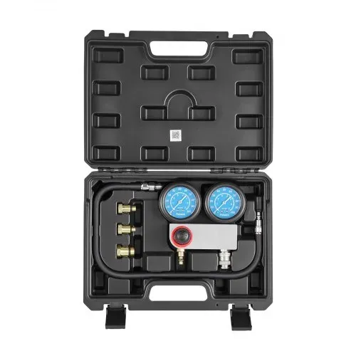 VEVOR Kfz Druckverlusttester Set 0-100 PSI Doppelmanometer Zylinder Druckprüfgerät Kompressionstester inkl 4 Adapter und Luftanschlüsse Leckratenmessgerät für Auto und Motorrad Leckratenmessung – Bild 9