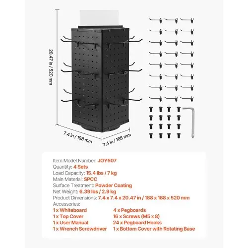 VEVOR Drehbarer Stecktafel-Präsentationsständer mit 24 Haken, 188x188x520 mm, kaltgewalzter Stahl, Bastelregal-Organizer für Lebensmittelgeschäfte, Einzelhandelsgeschäfte, Schmuckgeschäfte – Bild 6