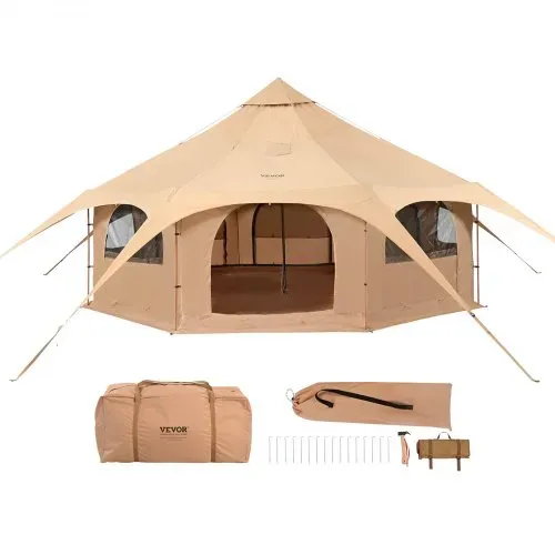 VEVOR Glockenzelt 5 x 2,8 m Jurten Zelt TC-Baumwolle und robusten Eisenstangen mit einer Bodenplane aus Oxford-Stoff Campingzelt Familienzelt 8 Fenster Gruppenzelt für Outdoor-Abenteuer VEVOR Glockenzelt 5 x 2,8 m Jurten Zelt TC-Baumwolle und robusten Eisenstangen mit einer Bodenplane aus Oxford-Stoff Campingzelt Familienzelt 8 Fenster Gruppenzelt für Outdoor-Abenteuer