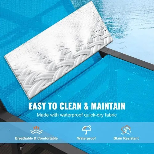 VEVOR Chaiselongue-Sessel für den Außenbereich, Aluminium-Terrassen-Loungesessel mit 5 verstellbaren Positionen, klappbarer Pool-Loungesessel mit Liegefunktion und komplett flacher Sonnenstuhl für Terrasse, Strand, Pool, Blau – Bild 5