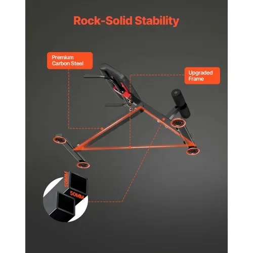 VEVOR römischer Stuhl Hyperextensionsbank Rückenstrecker 113 kg belastbare und faltbare Extensionsmaschine, Trainingsgerät für Rückenmuskeltraining, Fitness-Hantelbank für das Heim-Fitnessstudio – Bild 4