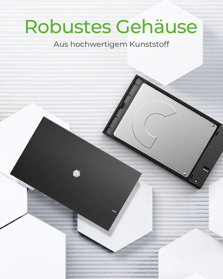 ICY BOX IB-200T-C3, ext. 2.5" SATA Gehäuse, USB 3.2 Gen 1 bis zu 5 Gbit/s, Werkzeuglos, Kunststoff, schwarz – Bild 7