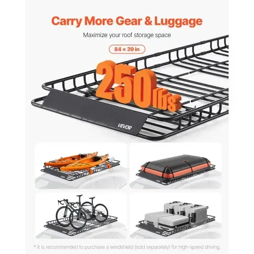 VEVOR Dachträgerkorb 2120 x 990 x 105 mm mit Gepäcktasche, für Gepäck Sport- und Campingausrüstung, 113,4 kg Tragkraft, mit Zahlenschloss, Gepäcknetz, Ratschengurten und 4 U-Bügeln VEVOR Dachträgerkorb 2120 x 990 x 105 mm mit Gepäcktasche, für Gepäck Sport- und Campingausrüstung, 113,4 kg Tragkraft, mit Zahlenschloss, Gepäcknetz, Ratschengurten und 4 U-Bügeln