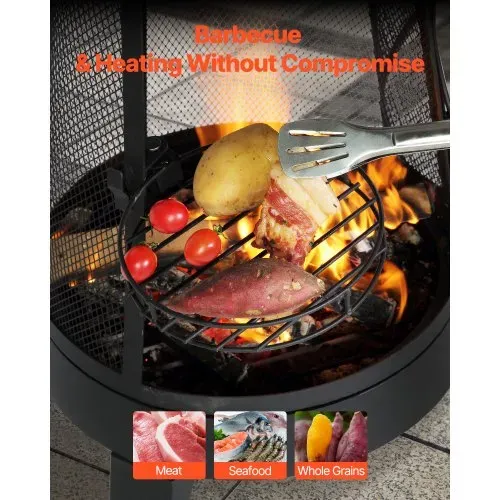 VEVOR Gartenkamin, φ508x1495 mm Terrassenofen, konischer Kamin zum Grillen & Wärmen, Aztekenofen für draußen mit Grillgitter, Kaminmantel & rostfreiem Kamindeckel, für Terrasse, Garten, Hinterhof – Bild 4