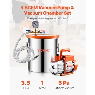 VEVOR 18,93 L Vakuumkammer & 3,5 CFM Pumpe, Edelstahlkammer, einstufiges Vakuumpumpen-Entgasungskammerset, mit Acryldeckel, Öl, 1,5 m Schlauch, Vacuum Pump Kit zum Entgasen von Harz-Silikon-Epoxiden VEVOR 18,93 L Vakuumkammer & 3,5 CFM Pumpe, Edelstahlkammer, einstufiges Vakuumpumpen-Entgasungskammerset, mit Acryldeckel, Öl, 1,5 m Schlauch, Vacuum Pump Kit zum Entgasen von Harz-Silikon-Epoxiden