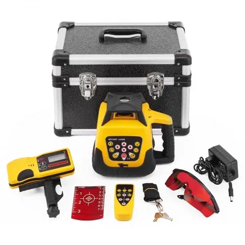 VEVOR Rot Professional Rotationslaser max. Arbeitsbereich 100 m, 360 Rotary Laser Level Wasser- und staubdicht außenbereich Arbeitszeit 20 Stunden in Handwerkerkoffer 2 kg Fernbedienung Yellow Shell – Bild 8