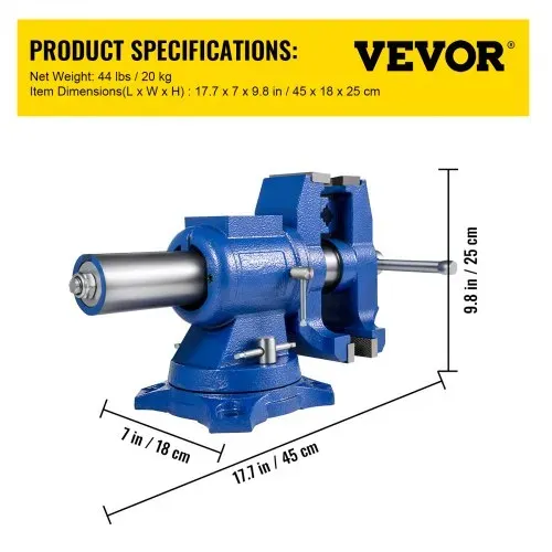 VEVOR Multifunktions Schraubstock 152 mm Tischschraubstock Vielseitige Schwenkbasis, Schraubstock aus Gusseisen Spannkraft 30 kN, Spannwerkzeug zum Festklemmen und Befestigen des Werkstücks – Bild 6