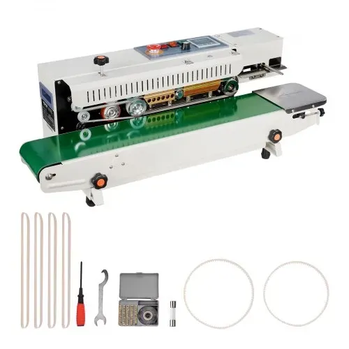 VEVOR Kontinuierliche Beutelbandschweißmaschine, 0,24-0,47 Zoll/6-12 mm Schweißbreite, Horizontale Bandschweißmaschine mit digitaler Temperaturregelung, Beutelschweißgerät für 0,02-0,8 mm Plastikbeutel, Aufblasfunktion – Bild 8