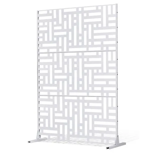 VEVOR Paravent, 120×50,8×193 cm, freistehende Außentrennwand mit Ständer, Sichtschutz, Trennwand, Raumtrenner, dekorativer Raumteiler aus Stahl für Balkon, Terrasse, Innenbereich, Whirlpool, weiß VEVOR Paravent, 120×50,8×193 cm, freistehende Außentrennwand mit Ständer, Sichtschutz, Trennwand, Raumtrenner, dekorativer Raumteiler aus Stahl für Balkon, Terrasse, Innenbereich, Whirlpool, weiß