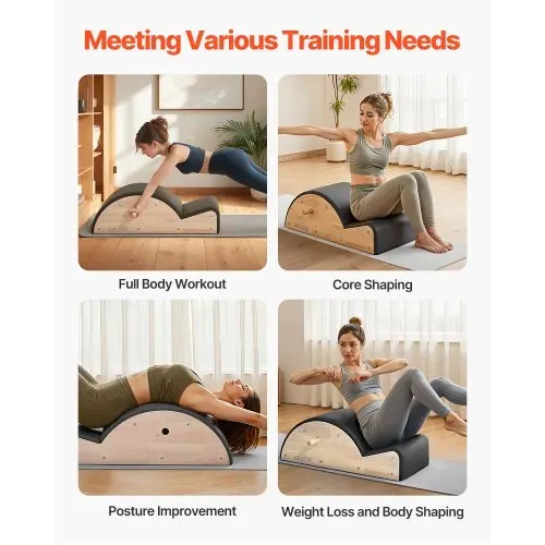 VEVOR Pilates-Wirbelsäulenkorrektur Yoga Zubehör für das Heim-Fitnessstudio, Fitness-Trainingsgerät aus Gummibaumholz, gekrümmtes Fitness-Körpertrainingsgerät, für Wirbelsäulenübungen Gleichgewicht – Bild 4