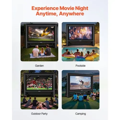 VEVOR aufblasbare Filmleinwand Projektion Beamer Leinwand aus 600D, Projektionsleinwand mit tragbarer Aufbewahrungstasche, 16:9, Filmprojektion für Heimkino Mottoparty Poolspaß (476 x 200 x 378 cm) – Bild 5