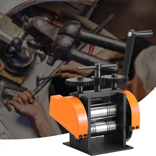 VEVOR 3 in 1 Handwalzwerk Maschine 45 mm Kombinationswalzwerk, Manueller Walzwerk Schmuckwalzwerk Einstellbare Dicke von 0 bis 6 mm, Handwalzwerk Maschine für Platin / K-Gold / Messing / Aluminium – Bild 7