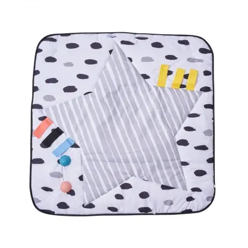 VEVOR Spielmatte 875x875x440 mm, Erlebnisdecke mit 6 sensorischen Spielzeugen, 2 Touch-Bällen & weichem Stoff zur Entwicklung sensorischer & motorischer Fähigkeiten, für 0–18 Monaten Kinder – Bild 10
