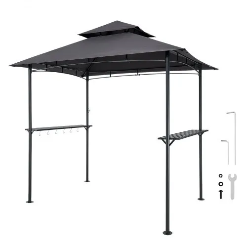 VEVOR Grillpavillon, 2430x1500x500 mm, Grillüberdachung für Außengrill, 2-stufige BBQ-Gazebo-Überdachung, Doppeldach Gartenpavillon 2–4 Personen, ideal für Terrasse, Hinterhof & Garten VEVOR Grillpavillon, 2430x1500x500 mm, Grillüberdachung für Außengrill, 2-stufige BBQ-Gazebo-Überdachung, Doppeldach Gartenpavillon 2–4 Personen, ideal für Terrasse, Hinterhof & Garten