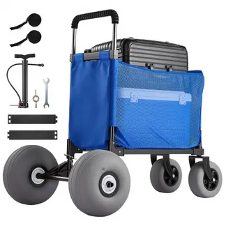 VEVOR Bollerwagen mit Ballonreifen (12 Zoll), Faltbarer Strandwagen mit 4-stufig Einstellbarem Schaumstoffgriff und Pumpe, Handwagen (75 kg Belastbar), Strandkarre Ideal für Camping, Angeln und Garten VEVOR Bollerwagen mit Ballonreifen (12 Zoll), Faltbarer Strandwagen mit 4-stufig Einstellbarem Schaumstoffgriff und Pumpe, Handwagen (75 kg Belastbar), Strandkarre Ideal für Camping, Angeln und Garten