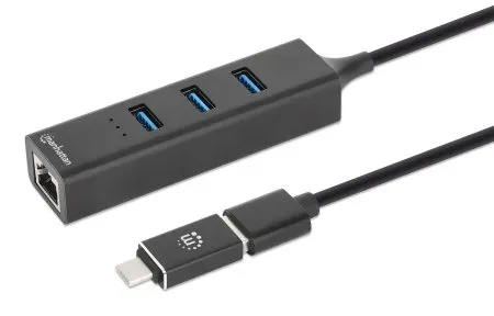 Manhattan 180894 Schnittstellen-Hub USB 3.2 Gen 1 (3.1 Gen 1) Type-A + Type-C 5000 Mbit/s Schwarz – Bild 4