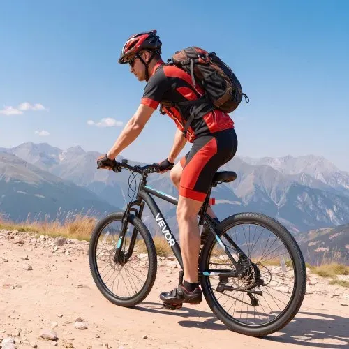 VEVOR Mountainbike für Damen Herren 26 Zoll Fahrrad 21-Gang Schwarz Outdoor Ideal für Erwachsene, Rahmen aus Aluminiumlegierung, mit Federgabel, 120 kg Tragkraft, Klingel, Reflektoren & Lampenhalterung – Bild 7
