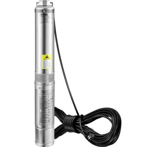 VEVOR 82 mm Tiefbrunnenpumpe 750W Brunnenpumpe 100L/min Tauchpumpe max. Förderhöhe 66m Rohrpumpe 230V 50Hz Sandpumpe IP68 Wasserpumpe 16 Laufradstufen Pumpe Ideal zur Bewässerung oder Wasser-Versorgung – Bild 9