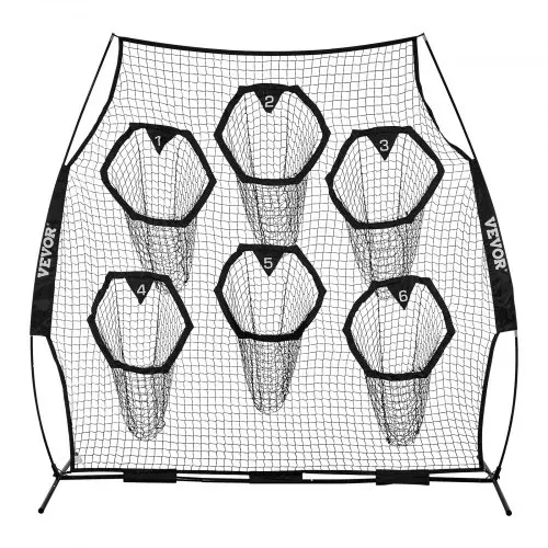 VEVOR Fußballtrainer Wurfnetz Übungsnetz (274 x 106 x 243 cm) mit 6 Zieltaschen & tragbarer Aufbewahrungstasche & Gurten, Wurfziel-Training für die Passgenauigkeit des Quarterbacks, Schwarz – Bild 10
