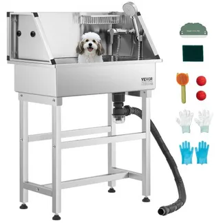VEVOR Hundewaschstation aus Edelstahl, 870x490x1225mm Tierpflegewanne mit Wasserhahn, Duschkopf, Seifenhalter & Spielbällen, Hundebadewanne für mehrere Haustiere, Waschbecken für zu Hause VEVOR Hundewaschstation aus Edelstahl, 870x490x1225mm Tierpflegewanne mit Wasserhahn, Duschkopf, Seifenhalter & Spielbällen, Hundebadewanne für mehrere Haustiere, Waschbecken für zu Hause