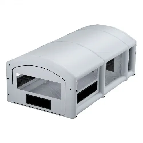 VEVOR Aufblasbare Lackierkabine 8x4,5x3 m Spritzkabine Autolackierzelt Grau, mit 750-W- & 950-W-Gebläsen Aktivkohlefiltration Umkleidebereich PVC-Fenster für Mittelgroße Pickups Große Möbel Tragbar – Bild 9