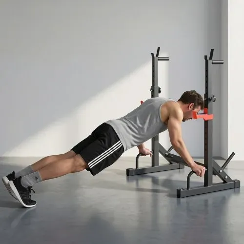 VEVOR Power Cage Squat Rack für Heimfitnessstudio mit verstellbarer Höhe & Breite, 250 kg Tragkraft, Krafttrainingsgerät mit Hantelablagen und J-Haken für Bankdrücken, Kniebeugen und Gewichtheben – Bild 7