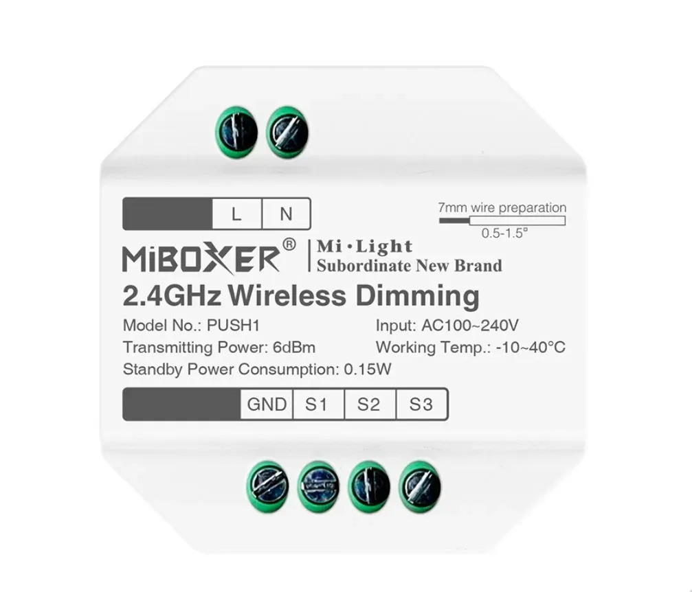 MiBoxer PUSH1 LED Dimmer Controller 2,4GHz wireless dim MiBoxer PUSH1 LED Dimmer Controller 2,4GHz wireless dim