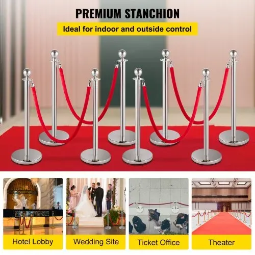 VEVOR Personenleitsystem 8 Ständer, 90 cm Gesamthöhe Absperrung, Abgrenzungsständer Leitpfosten, Absperrständer mit 1,5 M Länge Gürtel für Hochzeit Flughafen, Ständer aus Stahl und Eisen, Silber Rot VEVOR Personenleitsystem 8 Ständer, 90 cm Gesamthöhe Absperrung, Abgrenzungsständer Leitpfosten, Absperrständer mit 1,5 M Länge Gürtel für Hochzeit Flughafen, Ständer aus Stahl und Eisen, Silber Rot