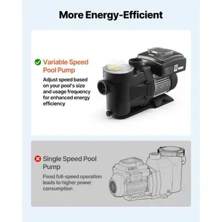 VEVOR Schwimmbadpumpe 26.000 L/h, mit Variabler Drehzahl, 1.100 W, 15 m Förderhöhe, Einbau-/Aufstellpoolpumpe mit Filterkorb, Filterpumpe Selbstansaugend, Programmierbarer Timer, für Aufstellpools VEVOR Schwimmbadpumpe 26.000 L/h, mit Variabler Drehzahl, 1.100 W, 15 m Förderhöhe, Einbau-/Aufstellpoolpumpe mit Filterkorb, Filterpumpe Selbstansaugend, Programmierbarer Timer, für Aufstellpools
