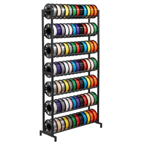 VEVOR Filament Lagerregal für 3D-Drucker, 7 Ebenen, Filamentspulenhalter, 840 x 320 x 1650 mm, Tragkraft 54,4 kg pro Ebene, 3D-Druckerzubehör für 3D-Druckstudio, Werkstatt, Schwarz – Bild 8