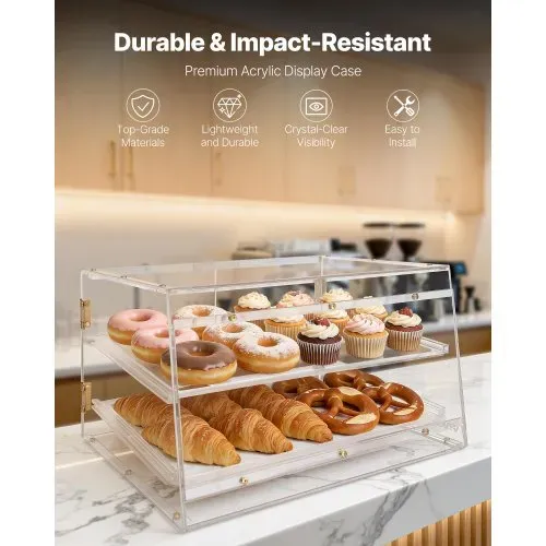 VEVOR Gebäckvitrine 2-stöckig, Gewerbliche Bäckereivitrine aus Transparentem Acryl, Thekenvitrine mit Magnetischer Rücktür & Abnehmbarer Trennwand für Kekse, Desserts und Donuts, 526 x 400 x 305 mm VEVOR Gebäckvitrine 2-stöckig, Gewerbliche Bäckereivitrine aus Transparentem Acryl, Thekenvitrine mit Magnetischer Rücktür & Abnehmbarer Trennwand für Kekse, Desserts und Donuts, 526 x 400 x 305 mm