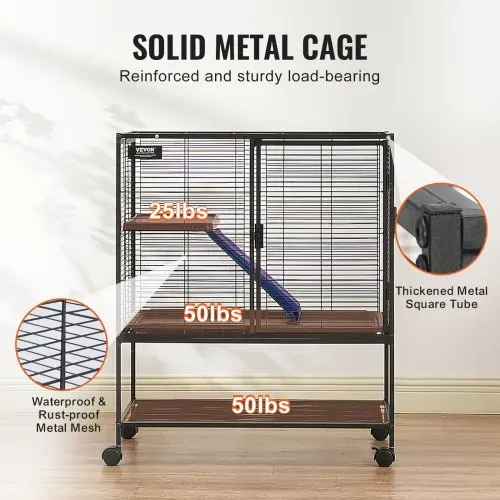 VEVOR 36" rollender Frettchenkäfig aus Metall, großer 2-stöckiger Critter Nation-Käfig, Kleintierkäfig mit Rampen und Tablett, einfach aufzubauen für Hausratten, Hamster, Meerschweinchen, Chinchillas, Eichhörnchen, Igel, Hasen – Bild 3