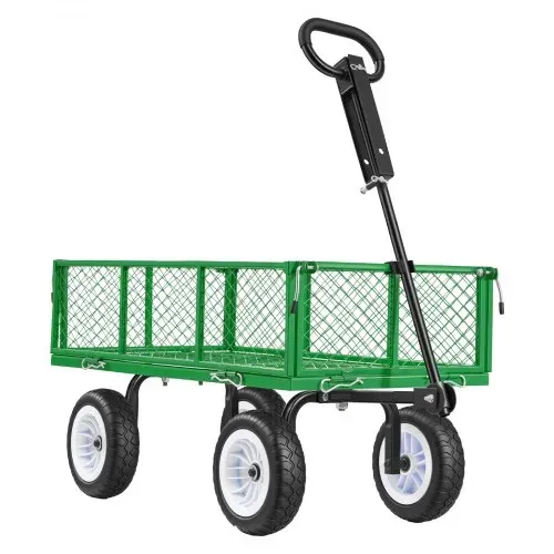 VEVOR Bollerwagen 408,2 kg Tragkraft, Gartenwagen mit PU-Reifen, Stahl-Transportwagen mit Verstellbarem Griff, Abnehmbaren Seitenwänden, Gerätewagen zur Befestigung an ATV oder Traktor, Grün – Bild 9