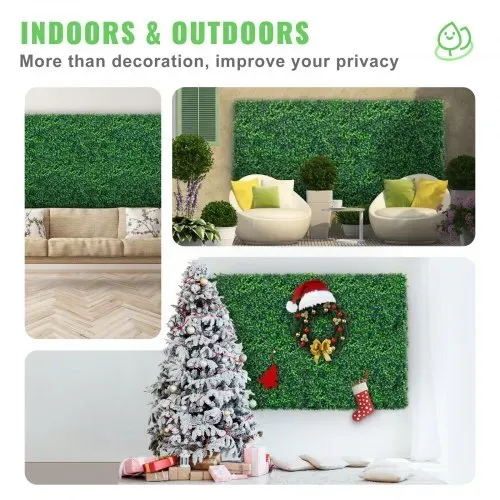 VEVOR Künstliche Pflanzenwand 24 Stk. Sichtschutz Hecke Künstlich Grün, Künstliche Buchsbaumplatte PE, Sichtschutz Kunstpflanzen 60 x 40 cm, Sichtschutzhecke Wanddekoration Pflanzenwand – Bild 5