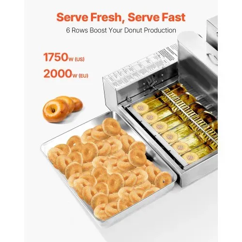 VEVOR Gewerbliche Automatische Donutmaschine, 6-reihige Donutmaschine, 360 Stück/h, Elektrischer Hochleistungs-Donutbereiter, Fritteuse aus Edelstahl mit Intelligenter Steuerung, Donut Maker VEVOR Gewerbliche Automatische Donutmaschine, 6-reihige Donutmaschine, 360 Stück/h, Elektrischer Hochleistungs-Donutbereiter, Fritteuse aus Edelstahl mit Intelligenter Steuerung, Donut Maker