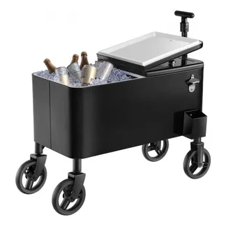 VEVOR Kühlwagen Getränkewagen 75,71 L bis zu 50 Flaschen/110 Dosen, Beistellwagen für Terrassenpartys und Bars mit Kor Teleskopgriff & Flaschenöffner & Kronkorkensammler, Getränkekühler Schwarz VEVOR Kühlwagen Getränkewagen 75,71 L bis zu 50 Flaschen/110 Dosen, Beistellwagen für Terrassenpartys und Bars mit Kor Teleskopgriff & Flaschenöffner & Kronkorkensammler, Getränkekühler Schwarz