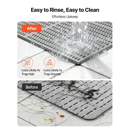 VEVOR Drainagematte PVC (0,9 m x 15 m), Rutschfeste PVC-Bodenmatte Spritzschutzmatte für Nassbereiche, Hohlmattenrolle, Antirutschmatte für Schwimmbäder, Terrassen, Badezimmer & Toiletten, Grau – Bild 3