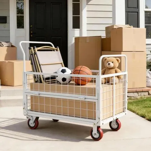 VEVOR Plattformwagen mit Gitterwänden 907 kg, 6-in-1 faltbarer Transportwagen mit Schwenkrädern, Schwerlast-Handwagen, Multifunktionaler Materialwagen, für Lebensmittel, Wäsche, 1130x675x1070 mm – Bild 7