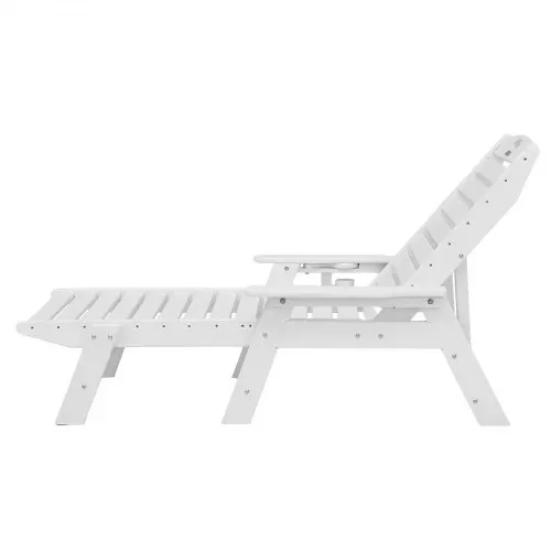 VEVOR Sonnenliege, 181kg Tragkraft, HDPE Gartenliege, Strandliege mit 6-fach verstellbarer Rückenlehne, Armlehne, Getränkehalter, Balkonliege, Terrassenliege für Pool, Terrasse, Patio, Rasen, Weiß – Bild 8