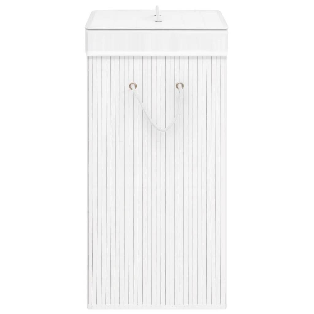 vidaXL Bambus-Wäschekorb mit 1 Fach Weiß – Bild 5