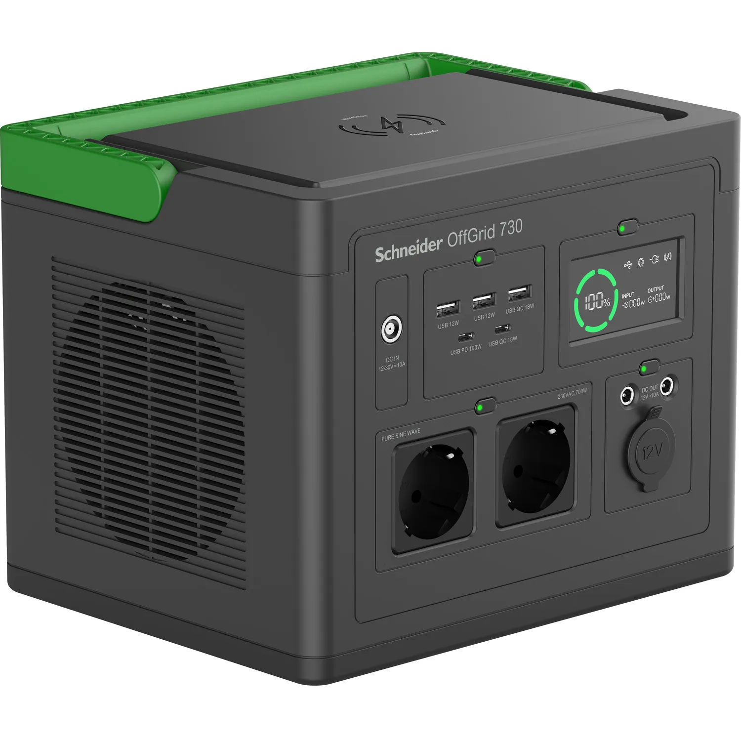 APC SE OffGrid Portable Power Station 730 – Li-Ionen-Akku, LCD, 2x Schuko Ausgänge, 3x USB-A, 2x USB-C, 3x 12V, kabelloses Ladegerät – Bild 2