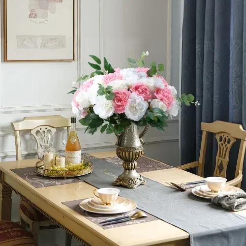 VEVOR Kunstblumen, 10 Stück, 45,7 cm Durchmesser, Seidenrosen, künstliche Blumenkugeln, Tischdekoration für Hochzeiten, Rosenarrangements für Hochzeitsmittelstücke, Heimdekorationen, rosa & weiß – Bild 7