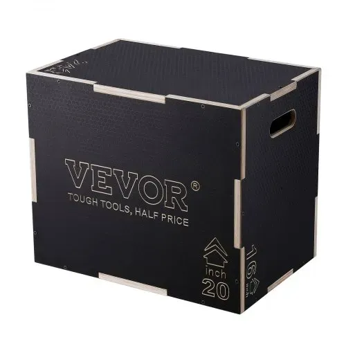 VEVOR 3-in-1-Plyometrische Sprungbox 24/20/16-Zoll-Plyobox, Sprungkasten Sprungkiste 204 kg Tragfähigkeit, Fitnessübungs-Step-Up-Box für Heimtraining, Sprungkrafttraining Schwarz Einstellbare Höhe – Bild 10