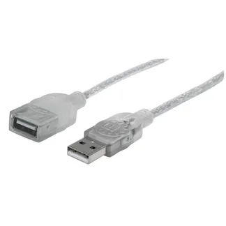 Manhattan Hi-Speed USB 2.0 Verlängerungskabel, USB 2.0, Typ A Stecker – Typ A Buchse, 480 Mbps, 1,8 m, Silber Manhattan Hi-Speed USB 2.0 Verlängerungskabel, USB 2.0, Typ A Stecker – Typ A Buchse, 480 Mbps, 1,8 m, Silber