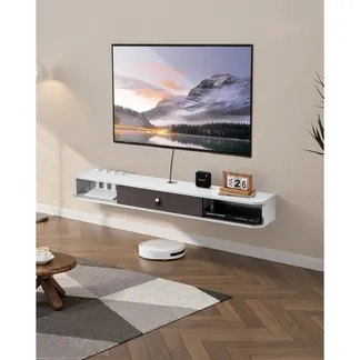 VEVOR TV Schrank hängend Wandhalterung, Fernsehschrank mit Kabelloch, schwebendes TV-Regal mit Stauraum für DVD-Player Kabelbox Spielekonsole, Hängeschrank 52 kg belastbar Weiß 140 cm Länge VEVOR TV Schrank hängend Wandhalterung, Fernsehschrank mit Kabelloch, schwebendes TV-Regal mit Stauraum für DVD-Player Kabelbox Spielekonsole, Hängeschrank 52 kg belastbar Weiß 140 cm Länge
