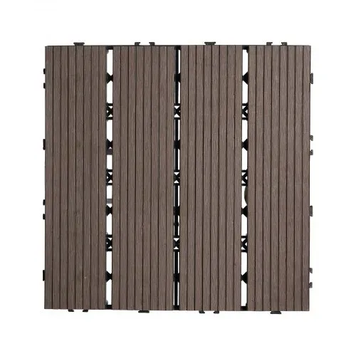 VEVOR Terrassenfliesen, 10er-Set, Balkonfliesen 295 x 295 mm, Klickfliesen, wasserdichter Kunststoff-Bodenbelag für den Außenbereich, Terrassenbodenbelag für Veranda, Pool, Balkon, Dunkelbraun – Bild 9