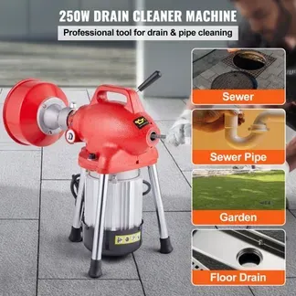 VEVOR Rohrreinigungsmaschine 66 Fuß x 5/8 Zoll, 250 W elektrische Rohrreinigungsmaschine mit manueller Zufuhr – mit 2 Stahlkabeln, 7 Schneidern und CW/CCW-Steuerung für 1,6″ bis 4″ Rohre VEVOR Rohrreinigungsmaschine 66 Fuß x 5/8 Zoll, 250 W elektrische Rohrreinigungsmaschine mit manueller Zufuhr – mit 2 Stahlkabeln, 7 Schneidern und CW/CCW-Steuerung für 1,6″ bis 4″ Rohre