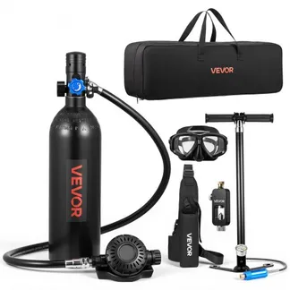 VEVOR Mini-Tauchflasche 1 L, Tragbare Lungenflasche für Unterwasseratmung, Wiederverwendbare Sauerstoffflasche für bis zu 20 Minuten Tauchzeit, Tauchausrüstung mit Adapter & Schnorchelbrille VEVOR Mini-Tauchflasche 1 L, Tragbare Lungenflasche für Unterwasseratmung, Wiederverwendbare Sauerstoffflasche für bis zu 20 Minuten Tauchzeit, Tauchausrüstung mit Adapter & Schnorchelbrille
