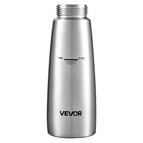 VEVOR Sahnespender-Set 0,5 L Edelstahl Sahnebereiter mit 3 Dekorierdüsen, für Hobbybäcker Cafés, nur für N₂O-Kapseln (Separat Erhältlich), Schlagsahne in 60 Sek., 3 Düsen und Reinigungsbürste inkl. – Bild 8