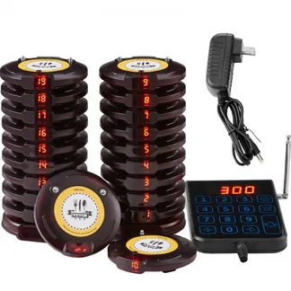 VEVOR Restaurant-Pager-System, Kabelloses Warteschlangensignal mit 500 m Effektiver Reichweite in Offenem Gelände, Piepser zur Rufannahme von Gästen mit Vibration und Blinken, 20 Pager für Imbisswagen VEVOR Restaurant-Pager-System, Kabelloses Warteschlangensignal mit 500 m Effektiver Reichweite in Offenem Gelände, Piepser zur Rufannahme von Gästen mit Vibration und Blinken, 20 Pager für Imbisswagen